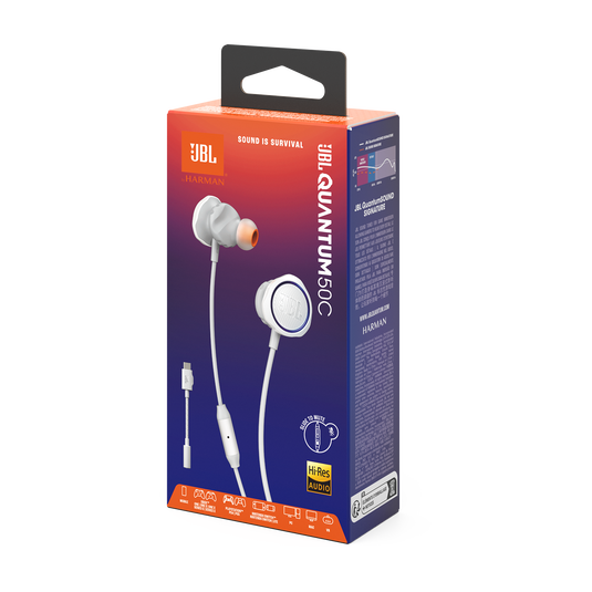 JBL Quantum 50C - White - Wired in-ear gaming headset with USB-C adapter - Detailshot 15 image number null